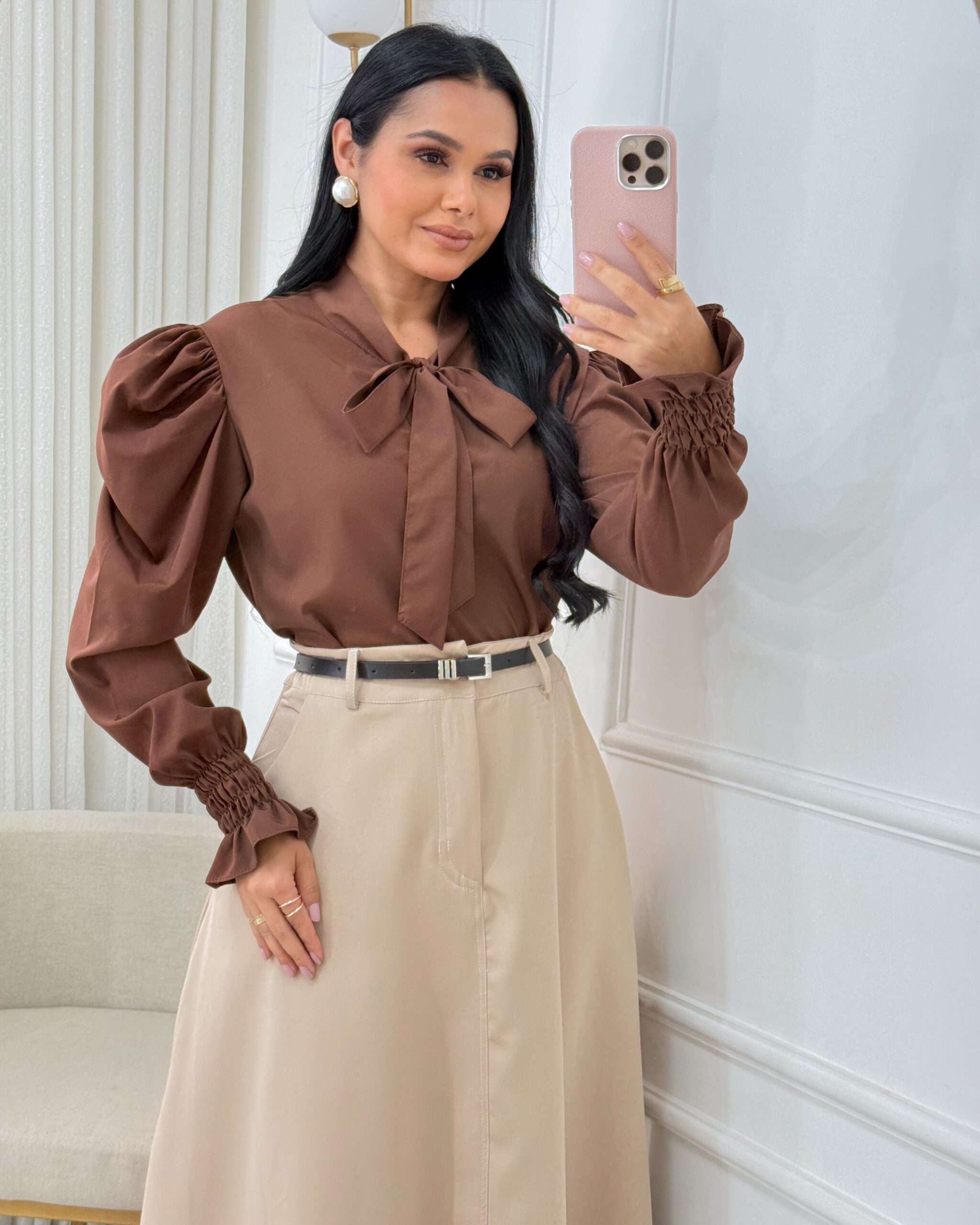 Blusa Manga Longa Tecido Crepe Seda