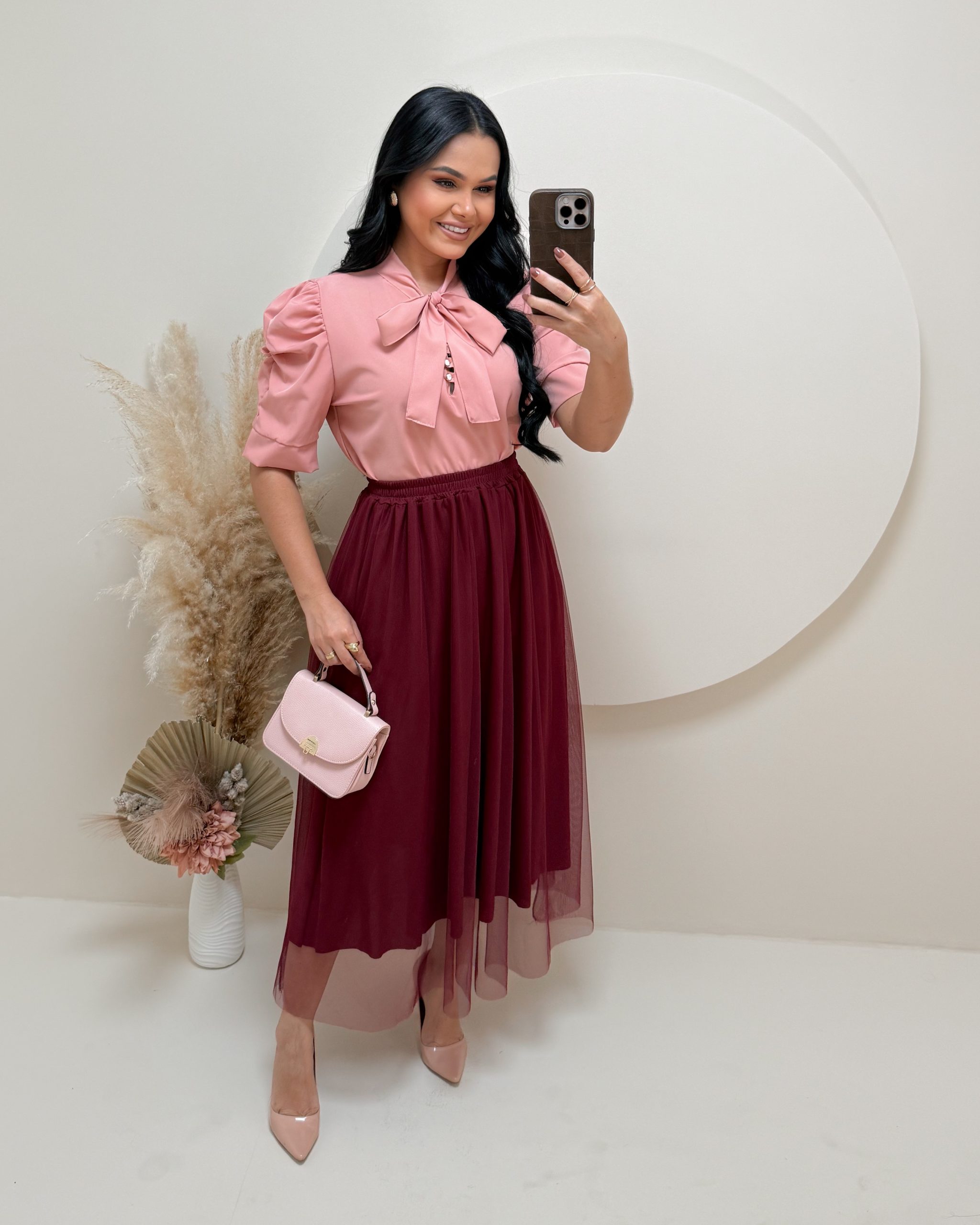 Blusa Tecido Crepe Seda Rosé - 2