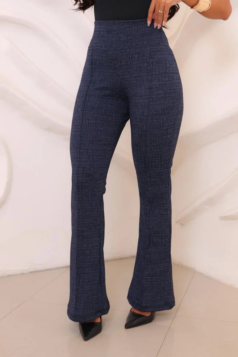 Flare jackar linho com bolso atrás – Azul mescla - 4