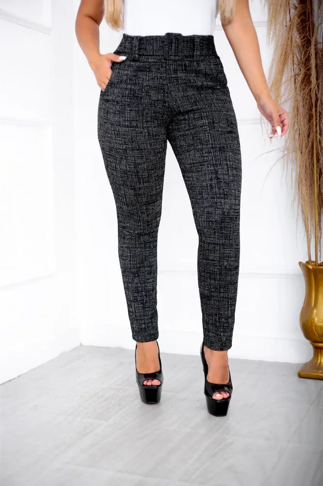 Calça leggings feminino skinny jackar mesclas Preta tecido linho com cinto fixo com muito elastano - 4