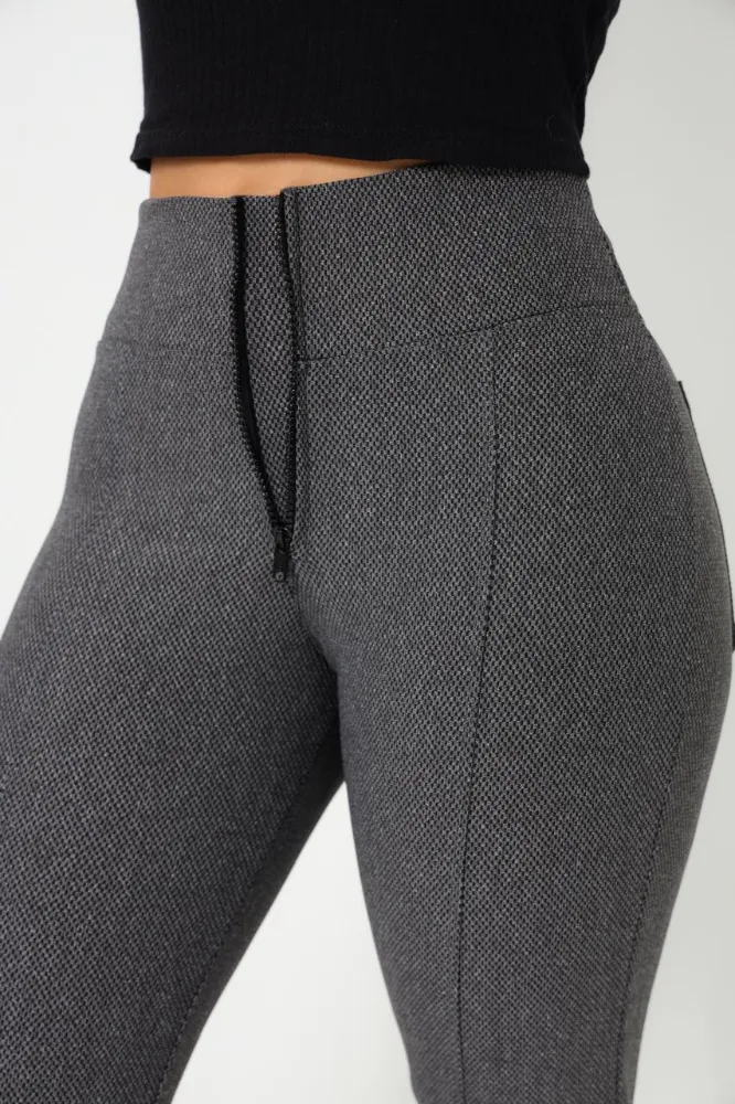 Calça feminina Flare Cor Grafite Malha pop com zíper forrado - 4