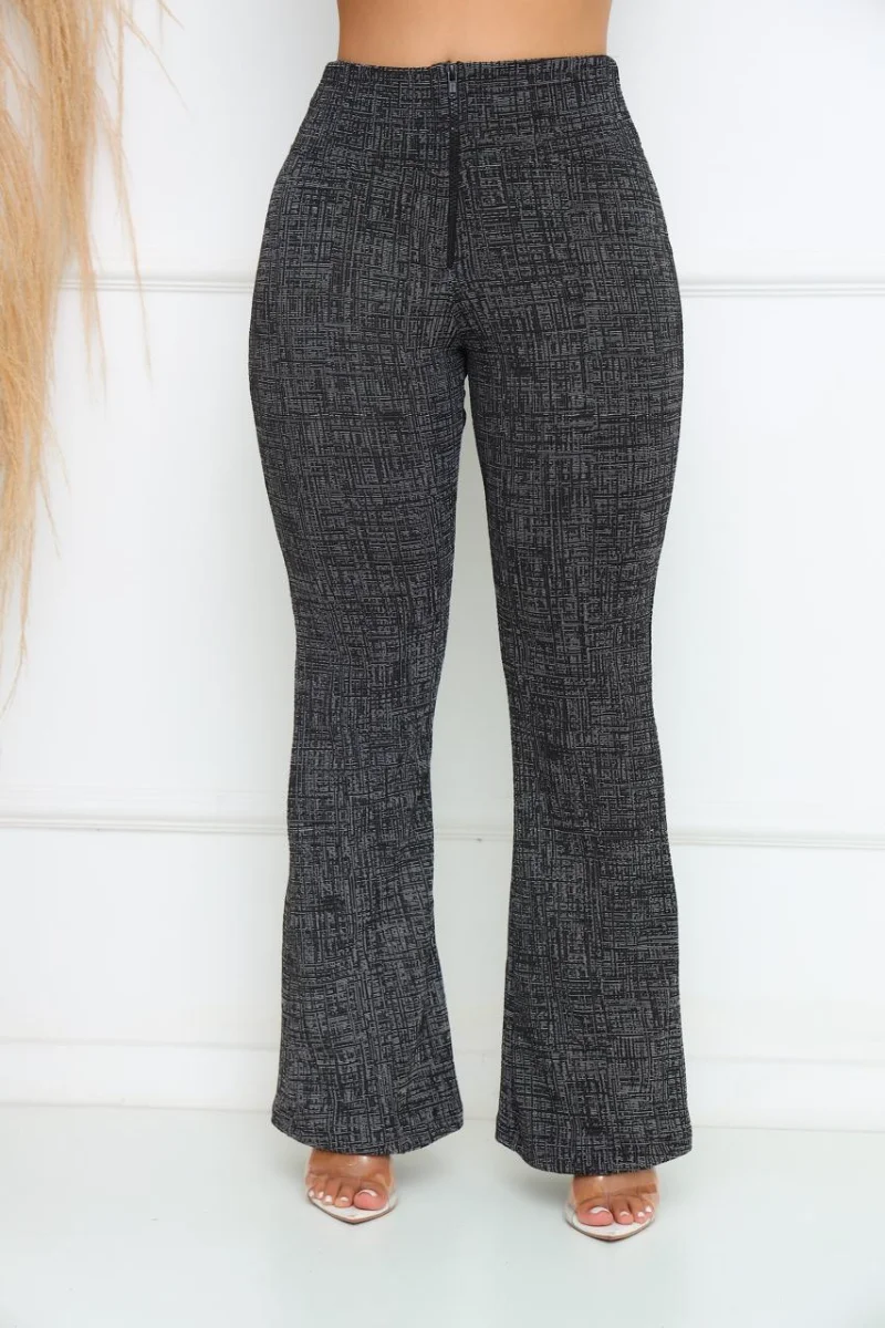 Calça Flare Jackar Linho Cor Preta grafite mescla - 4
