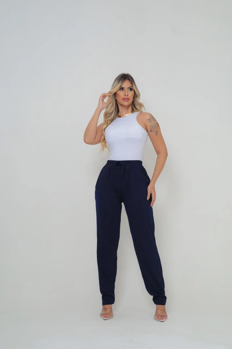 Calça feminina VISCOLYCRA Cor azul marinho - 4