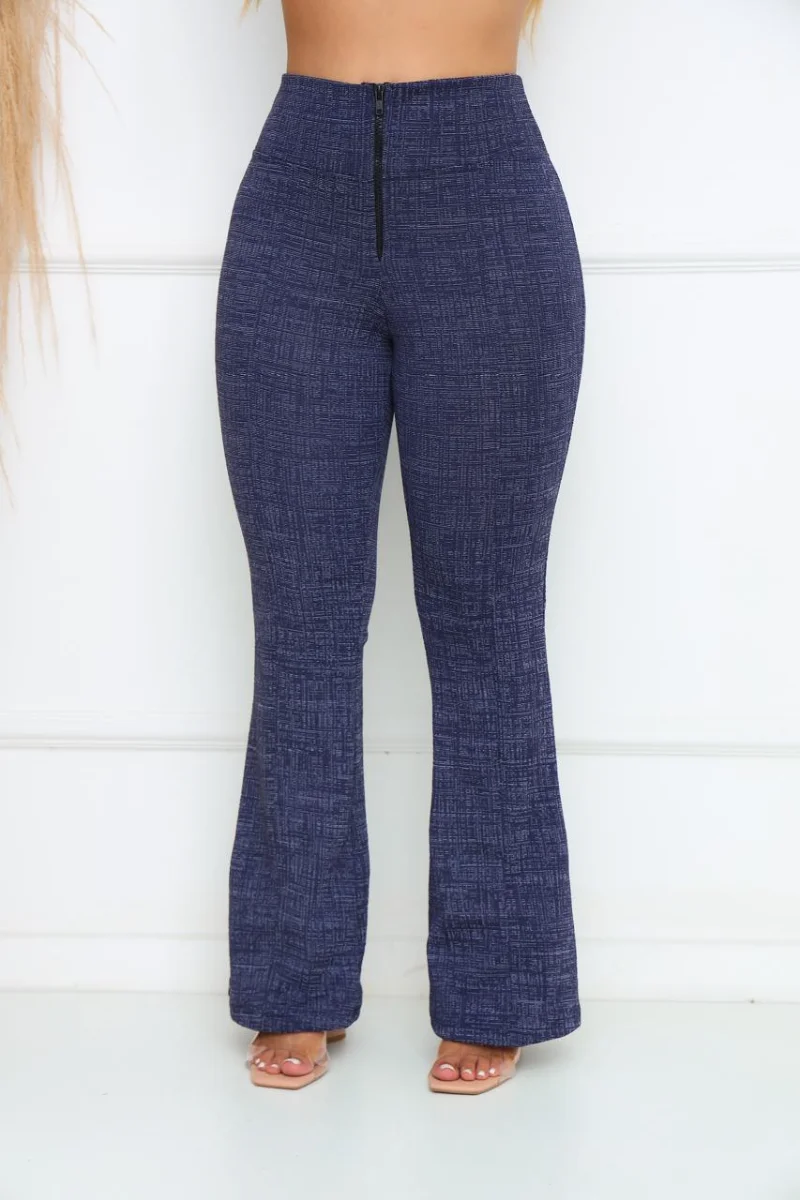 Calça Flare Jackar Linho Cor Azul Mescla - 4