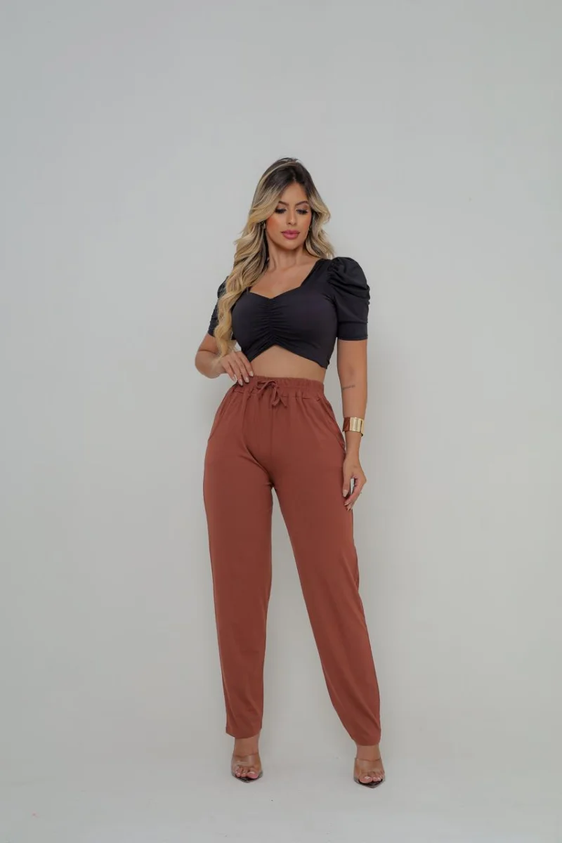 Calça feminina VISCOLYCRA Cor terra cota - 4