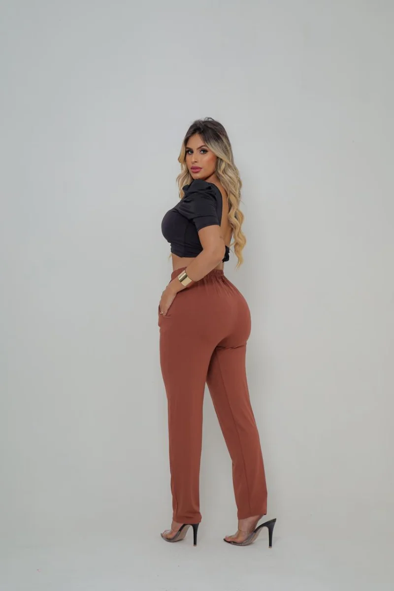 Calça feminina VISCOLYCRA Cor terra cota - 3