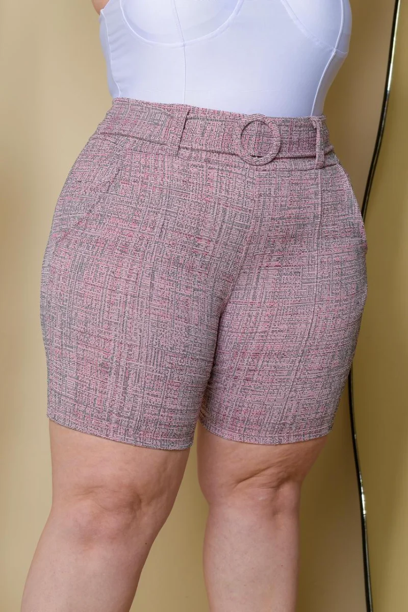 Short feminina plus Size jackar linho mesclado com cinto fixo - 4