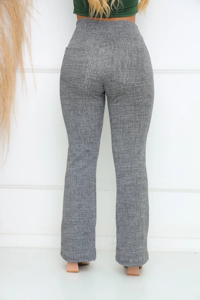 Calça Flare Jackar Linho Cor Cinza clara mescla - 3