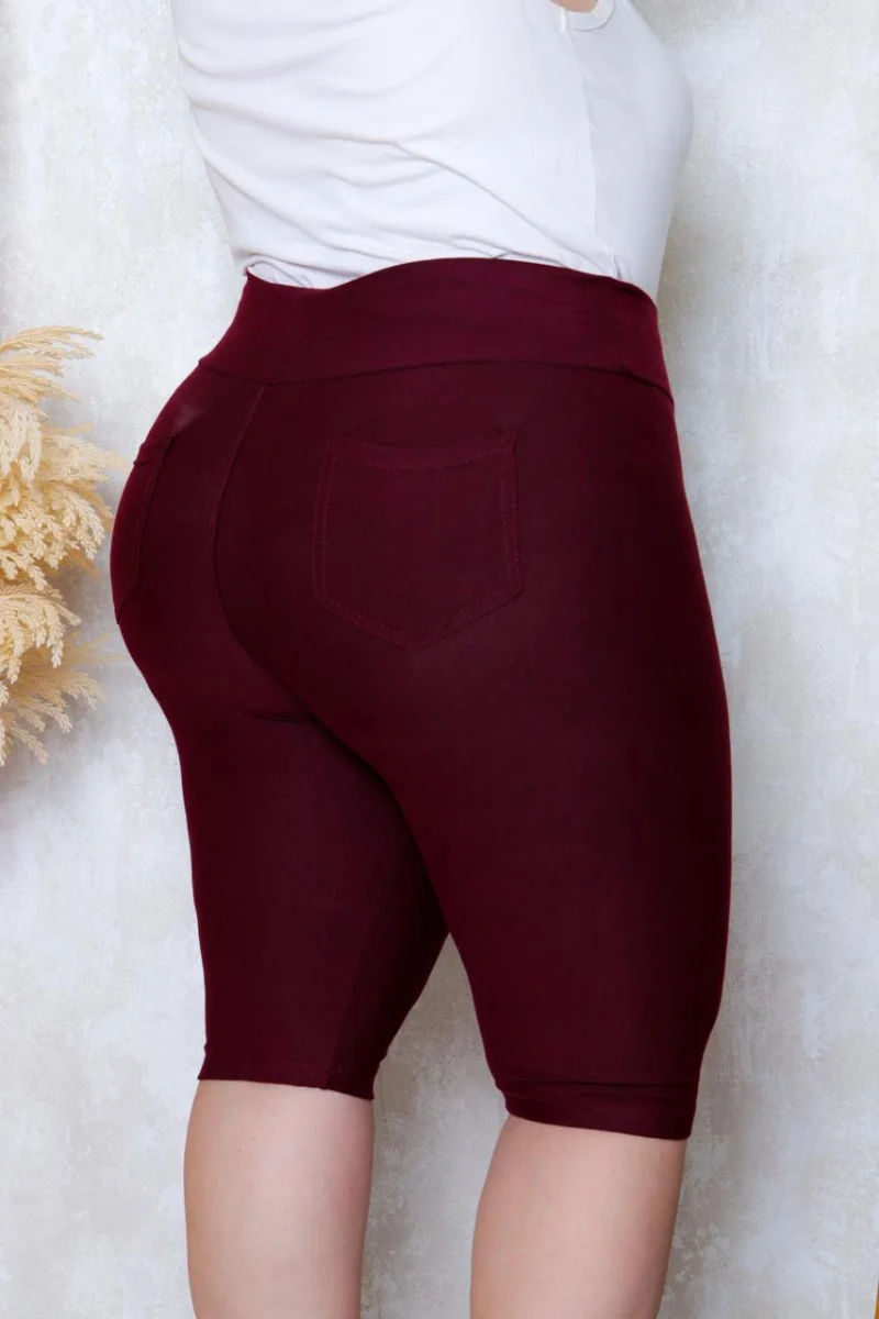 Bermudas imitação de jeans Cor Marsala - 2
