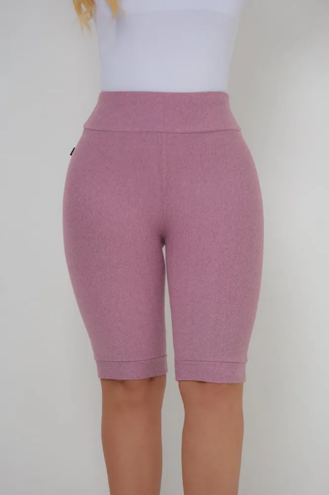 Bermuda Jeans Cotton Malha PA Cor Rose Cintura Alta - 3