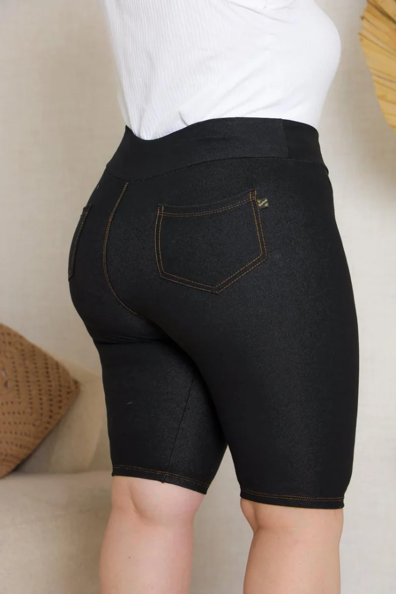 Bermudas imitação de jeans Cor preta jeans plus size - 3