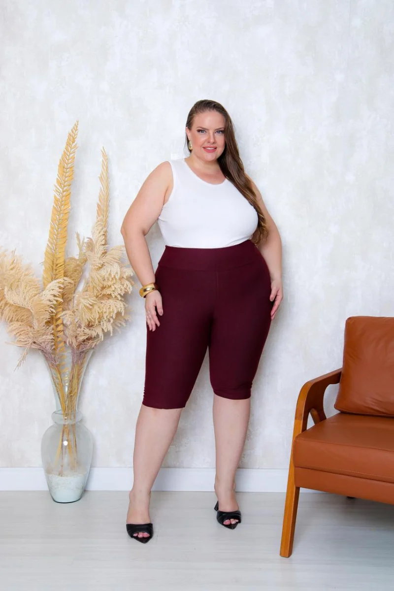 Bermudas imitação de jeans Cor Marsala