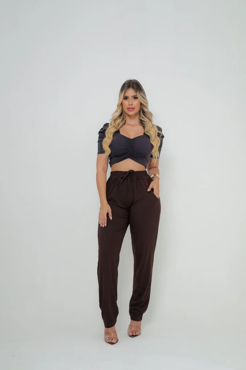 Calça feminina VISCOLYCRA Cor Marron - 4