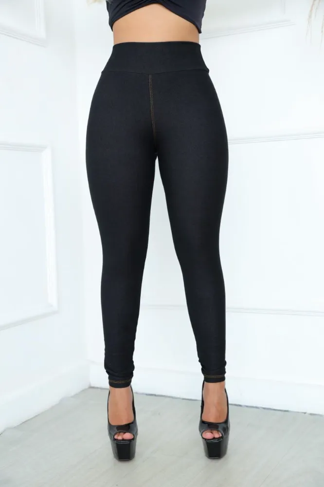 Calça legging jeans Preto Cotton PA - 3