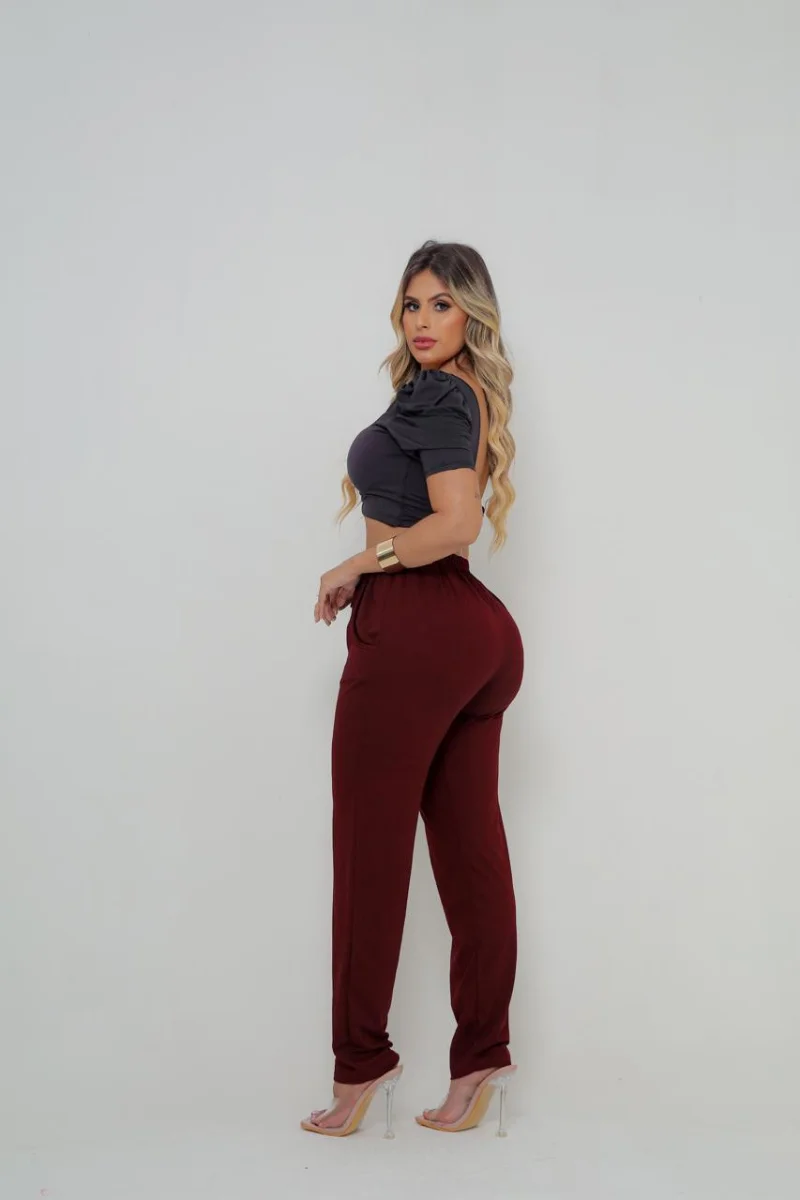 Calça feminina VISCOLYCRA Cor Marsala - 2