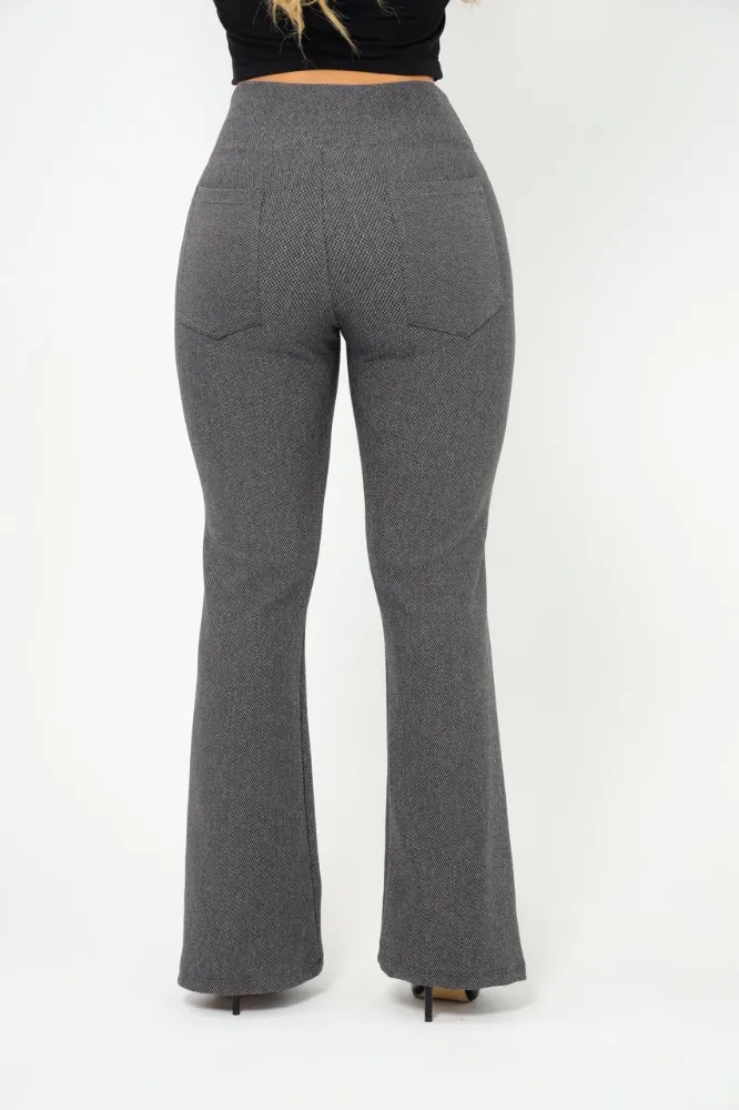 Calça feminina Flare Cor Grafite Malha pop com zíper forrado - 2
