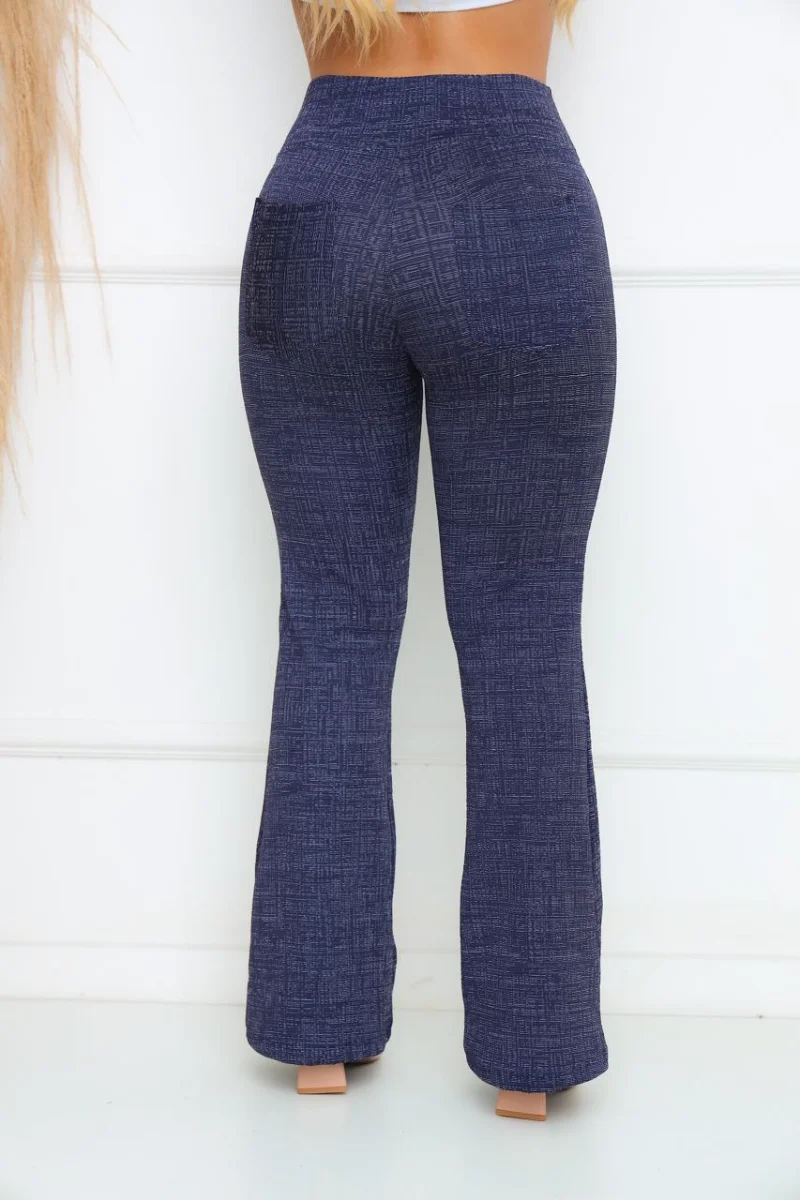 Calça Flare Jackar Linho Cor Azul Mescla - 3