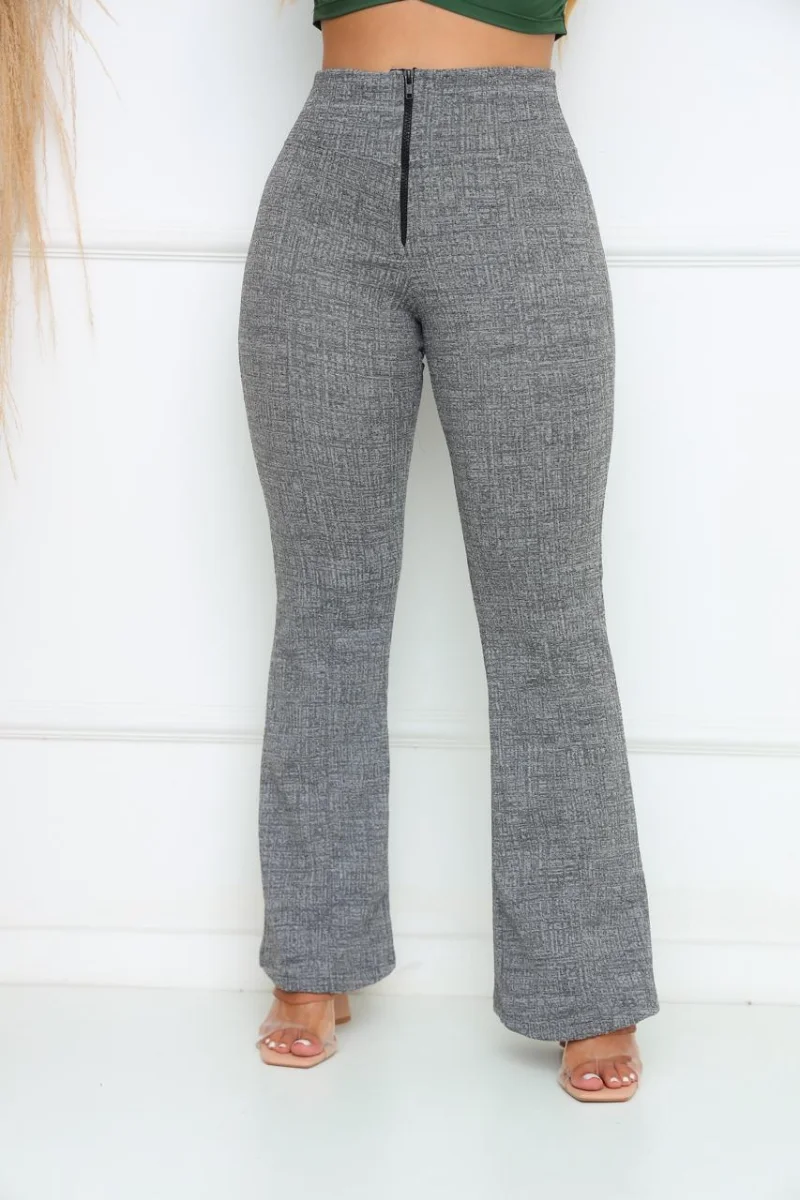 Calça Flare Jackar Linho Cor Cinza clara mescla - 4