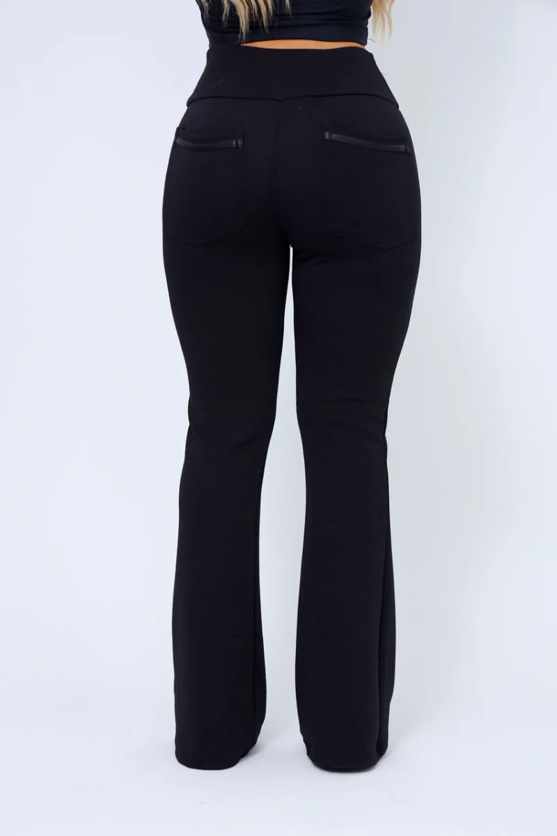 Calça Flare social bailarina Preta com todo estilo com detalhe de cirre e cintura alta - 3
