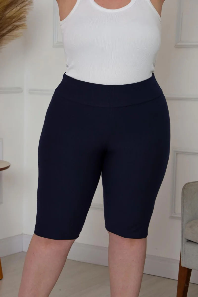 Bermudas imitação de jeans Cor Azul Marinho - 3