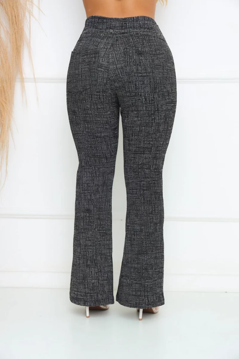 Calça Flare Jackar Linho Cor Preta grafite mescla - 3
